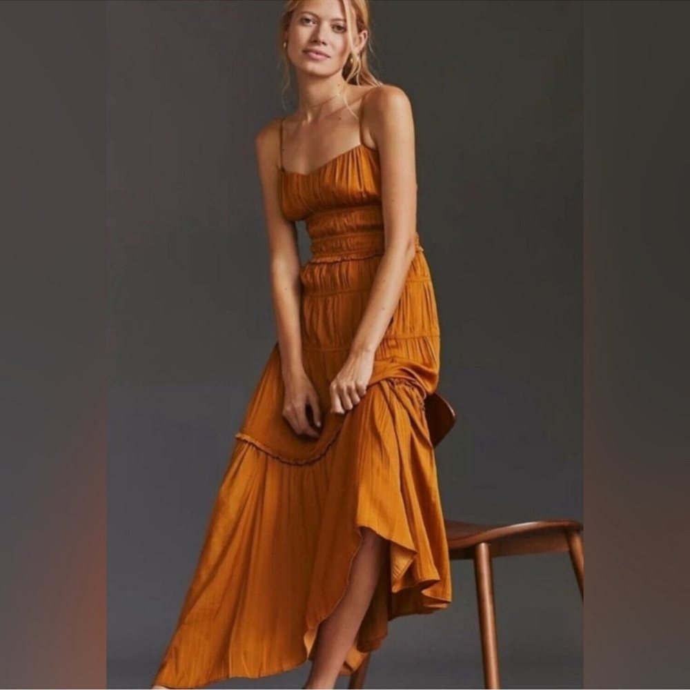 Anthropologie Mustard Yellow Maxi Dress